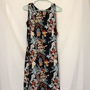 Lava hut Two Palms wild parrots short dress NWT size S Hawaiian made